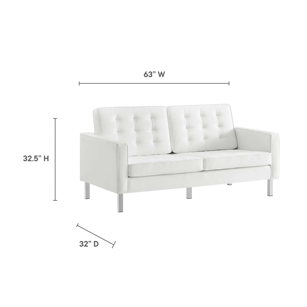 Loft Silver/White 2-Piece Tufted Vegan Leather Furniture Set - Ornate Home