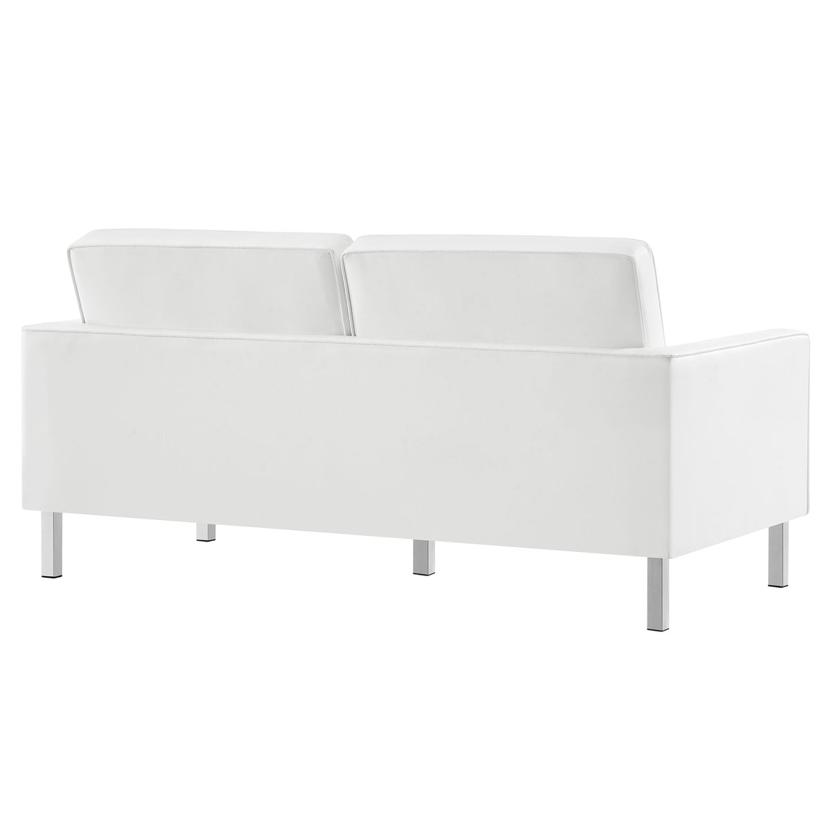 Loft Silver/White Tufted Vegan Leather Loveseat - Ornate Home