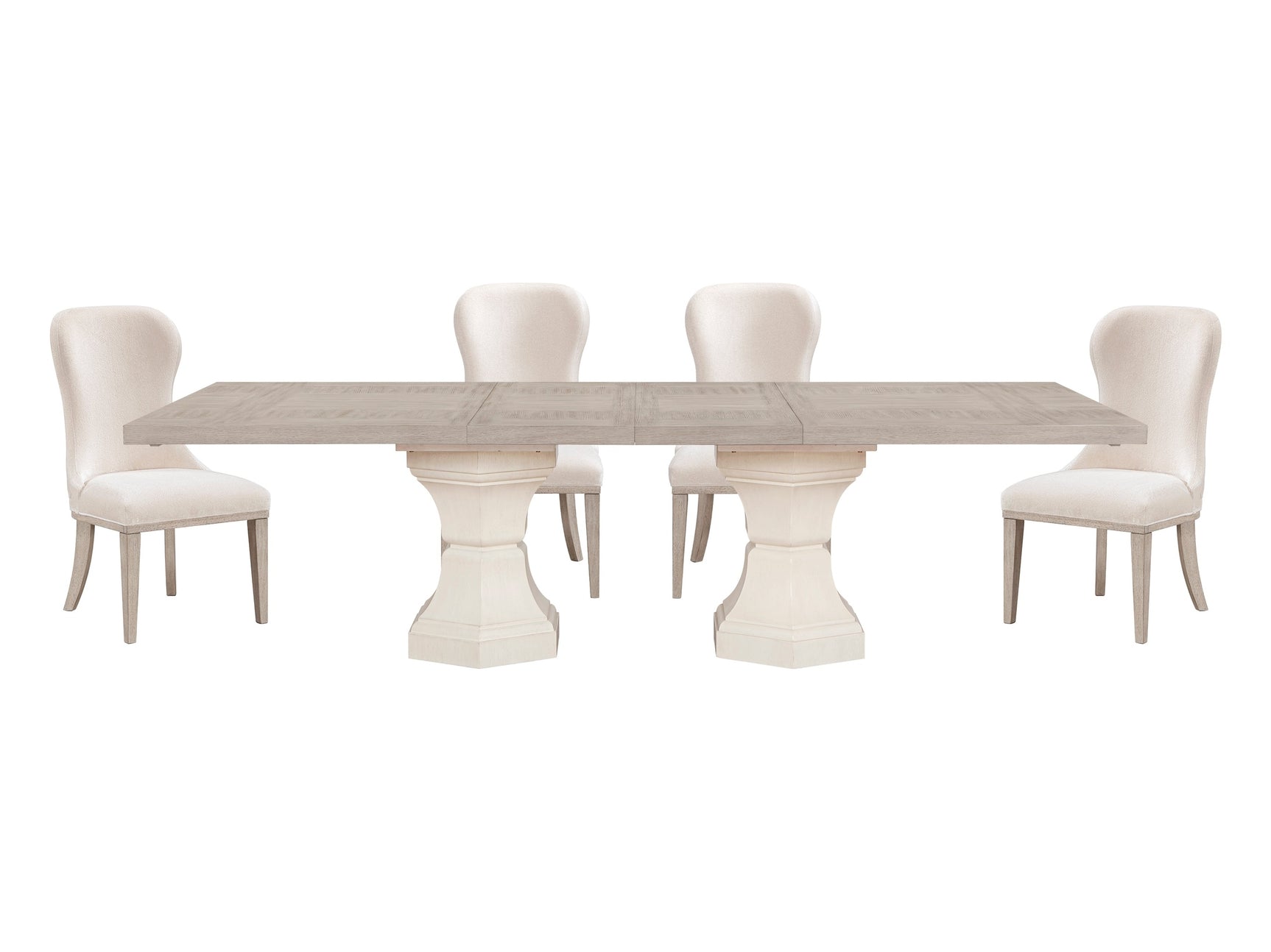 Lofton Light Gray/White/Ivory 5-Piece Dining Table Set - Ornate Home