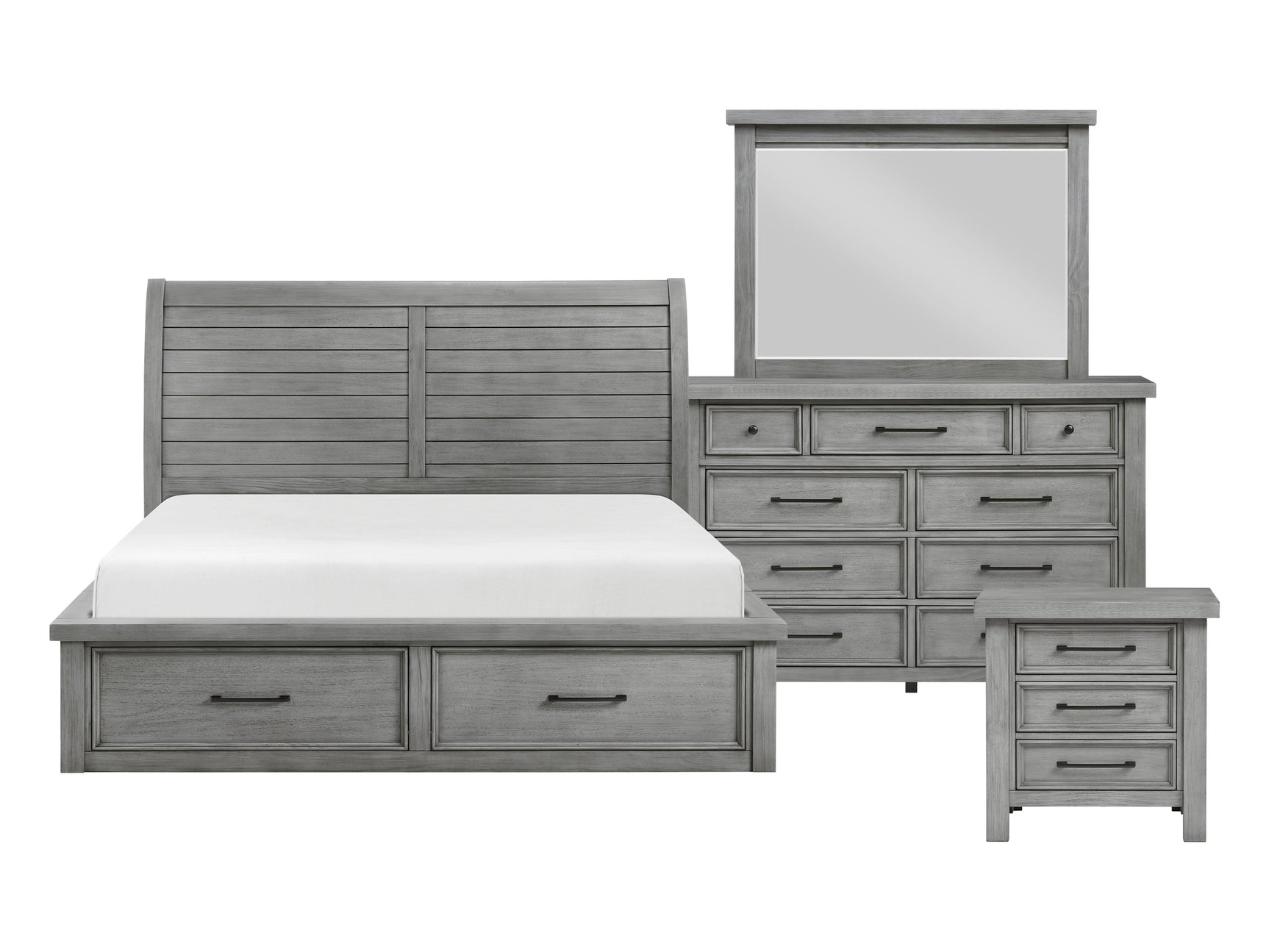 Logandale Antique Gray 4-Piece Queen Bedroom Set - Ornate Home