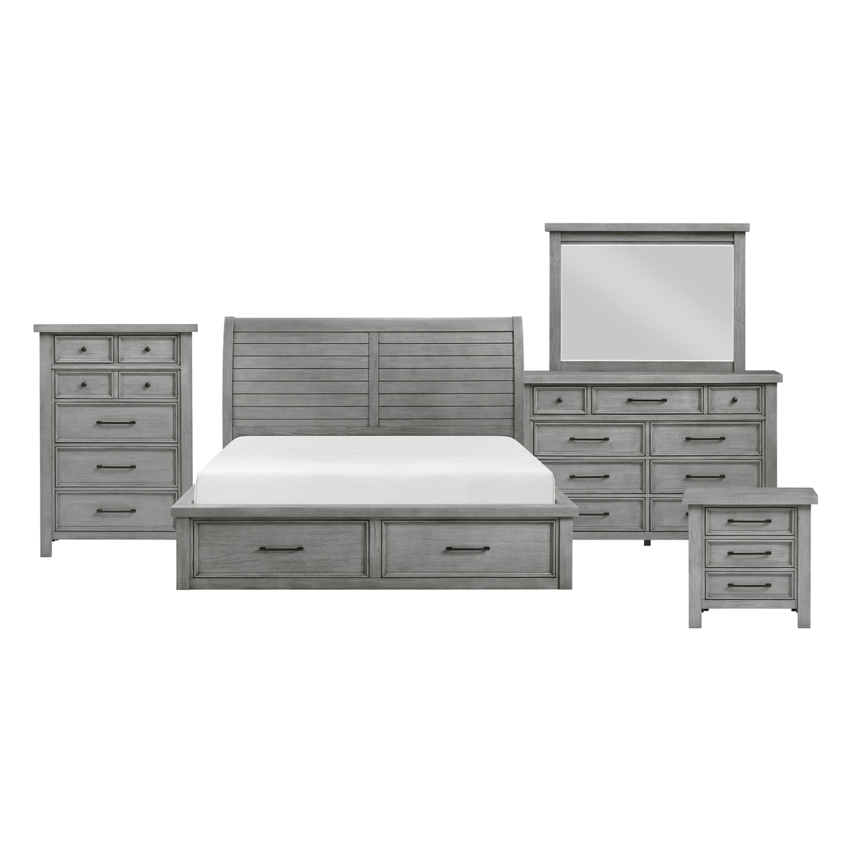 Logandale Gray 5pc Bedroom Set - Ornate Home