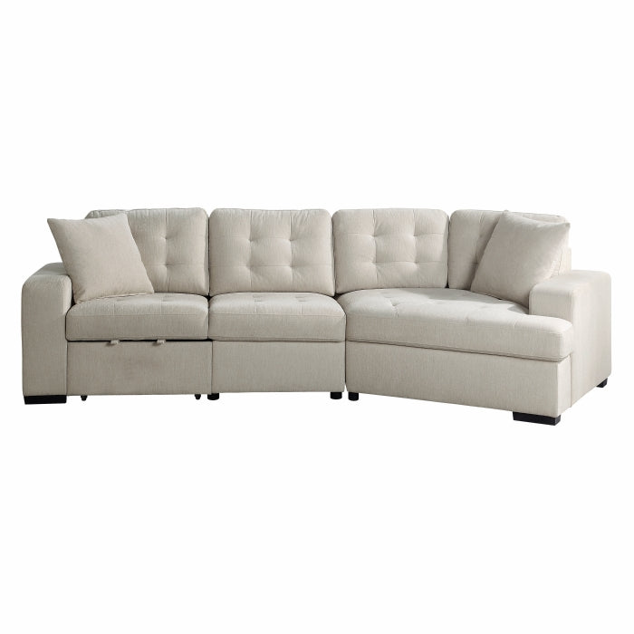 Logansport Beige 2-Piece Sectional Pull-Out Ottoman - Ornate Home