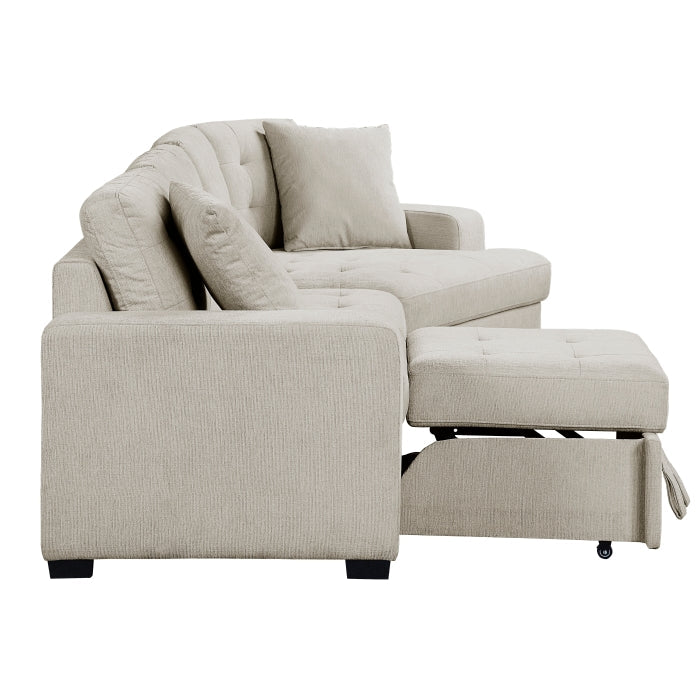 Logansport Beige 2-Piece Sectional Pull-Out Ottoman - Ornate Home