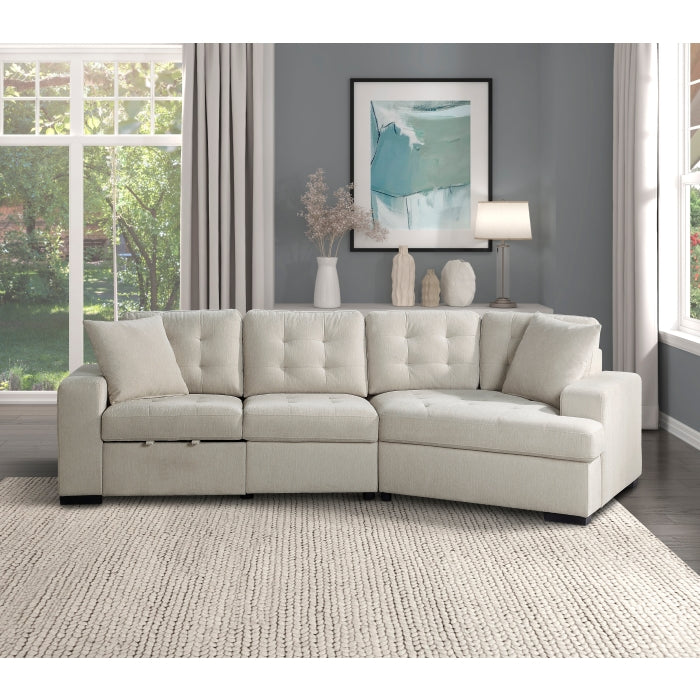 Logansport Beige 2-Piece Sectional Pull-Out Ottoman - Ornate Home