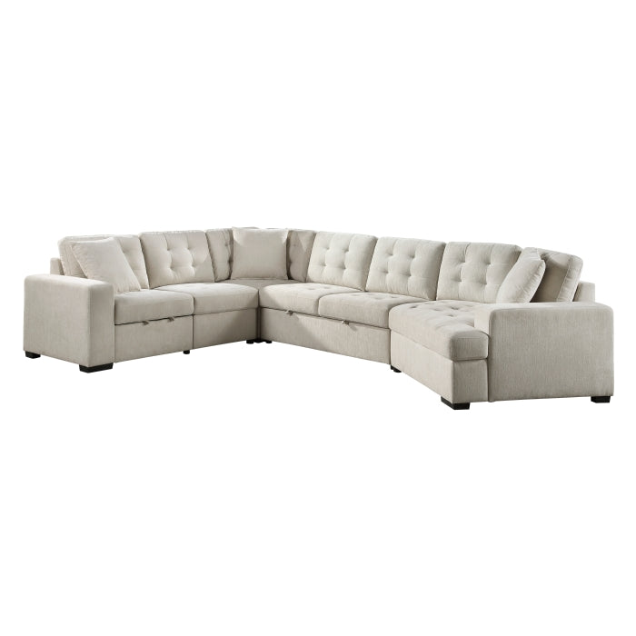 Logansport Beige 4-Piece Sectional Pull-Out Bed And Ottoman - Ornate Home