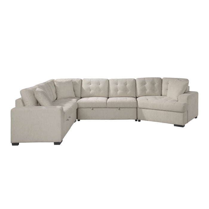 Logansport Beige 4-Piece Sectional Pull-Out Bed And Ottoman - Ornate Home