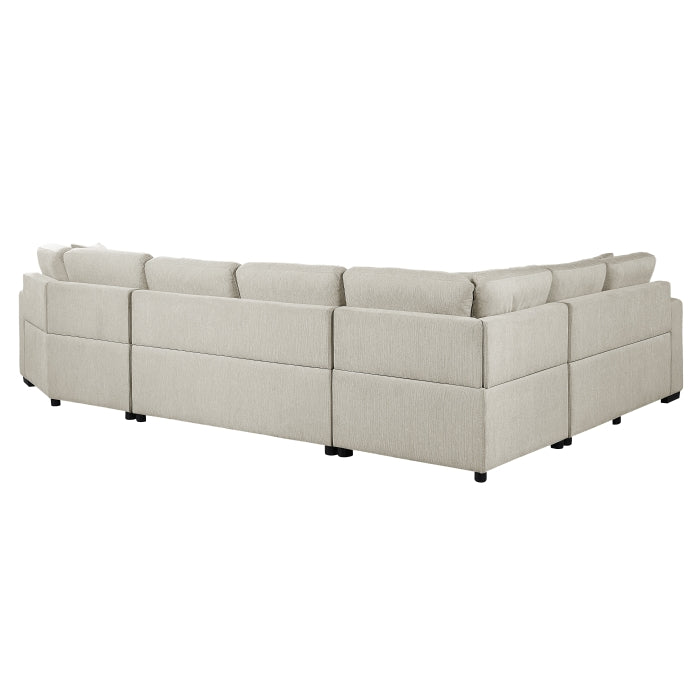 Logansport Beige 4-Piece Sectional Pull-Out Bed And Ottoman - Ornate Home