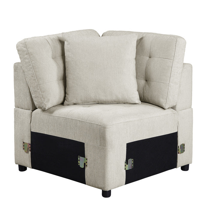 Logansport Beige 4-Piece Sectional Pull-Out Bed And Ottoman - Ornate Home