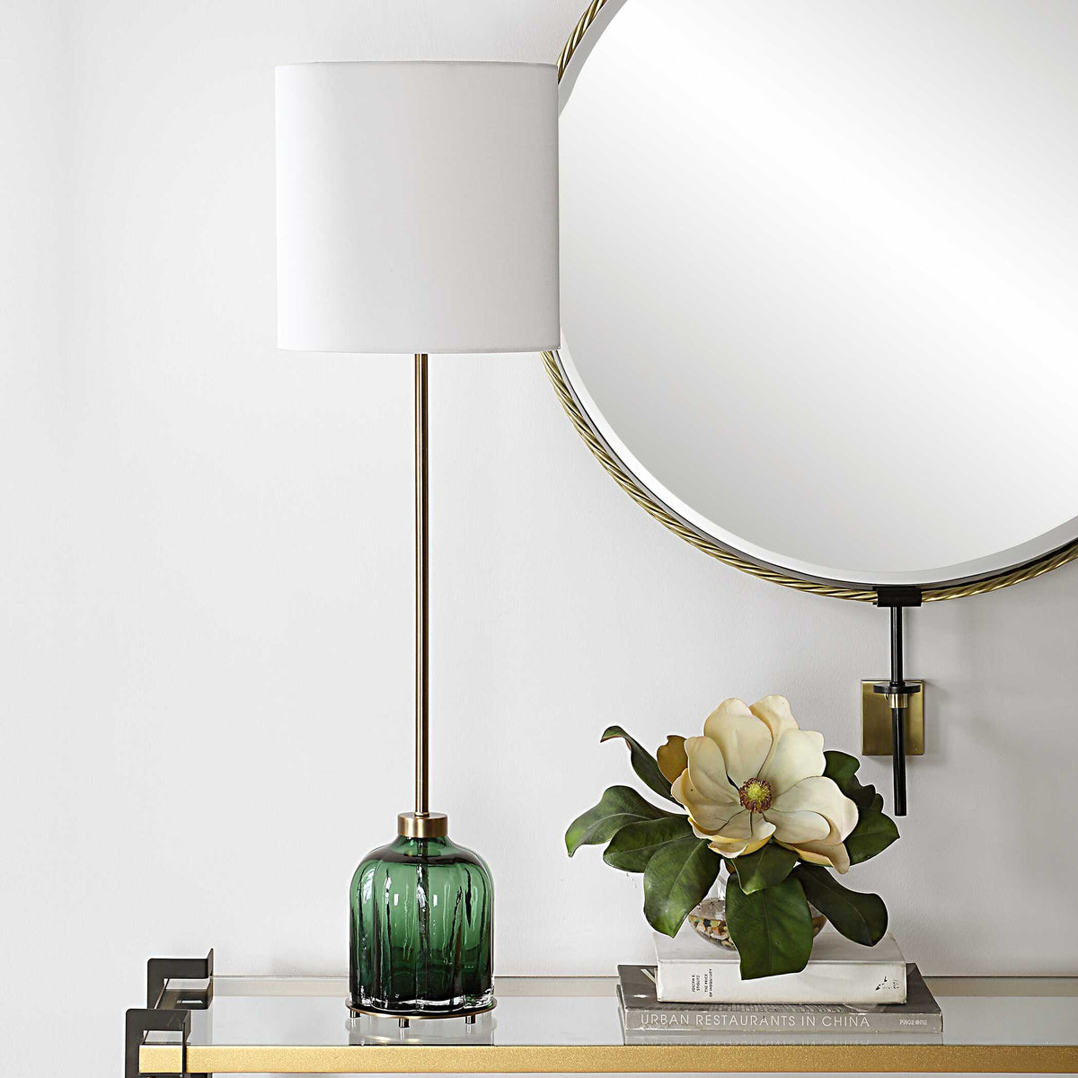 Lois Green Glass Buffet Lamp - Ornate Home