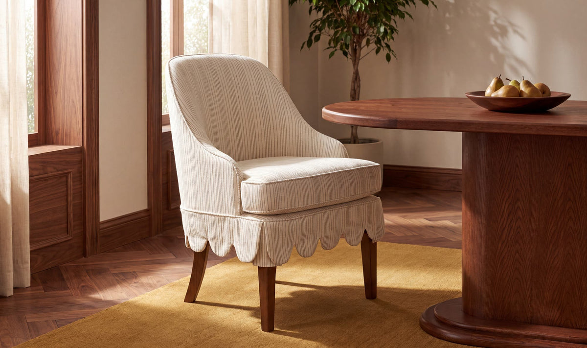 Lola Cream Stripe Slipcover Dining Chair - Ornate Home