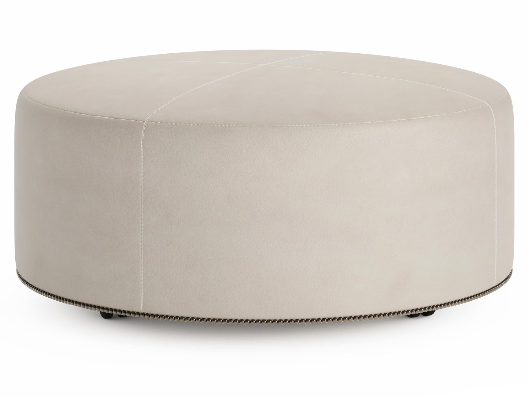 Lolo White/Cream Leather Ottoman (40" W) - Ornate Home