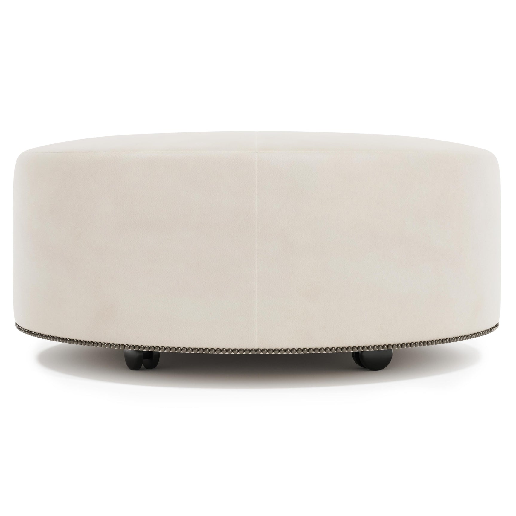 Lolo White/Cream Leather Ottoman (40" W) - Ornate Home