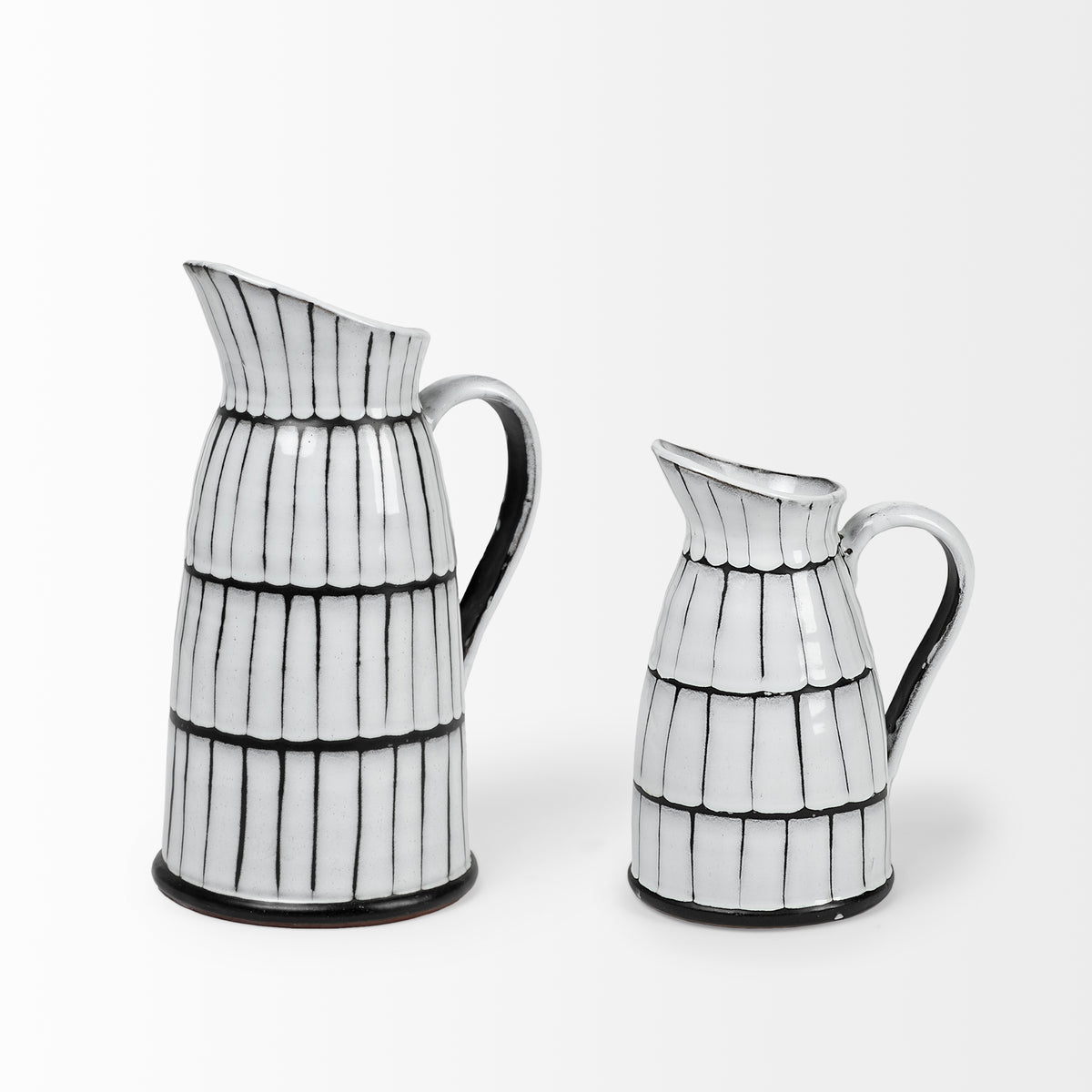 Lome White/Black Small Ceramic Jug - Ornate Home