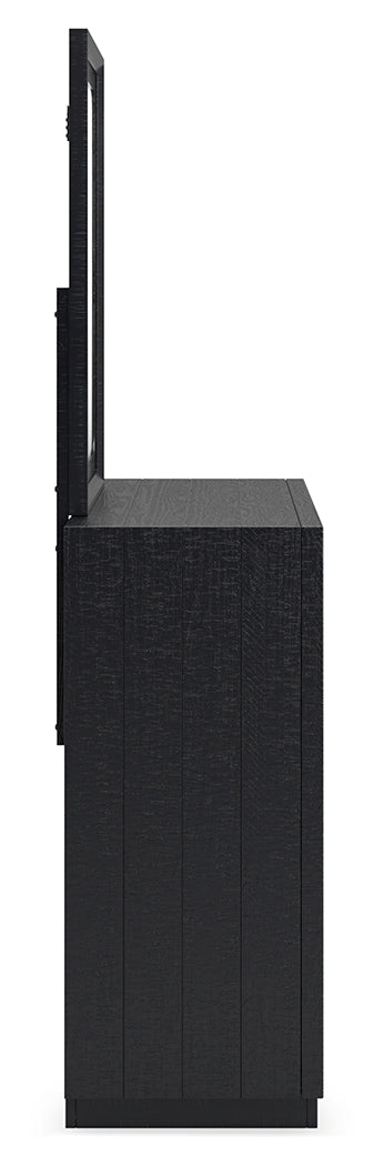 Londer Black California King Panel Bed, Dresser and Mirror (Online Special Price) - Ornate Home