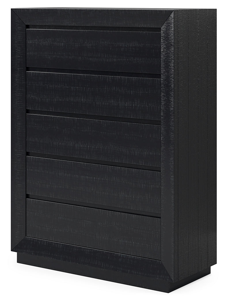 Londer Black Five Drawer Chest - Ornate Home