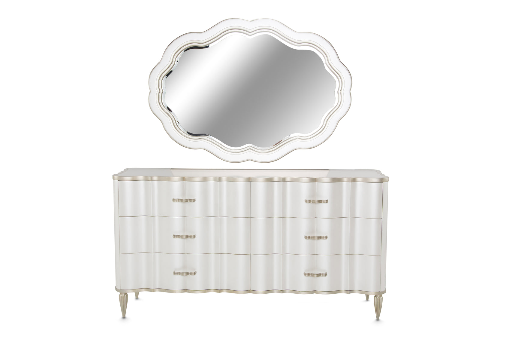 London Place Creamy Pearl Dresser with Mirror - Ornate Home