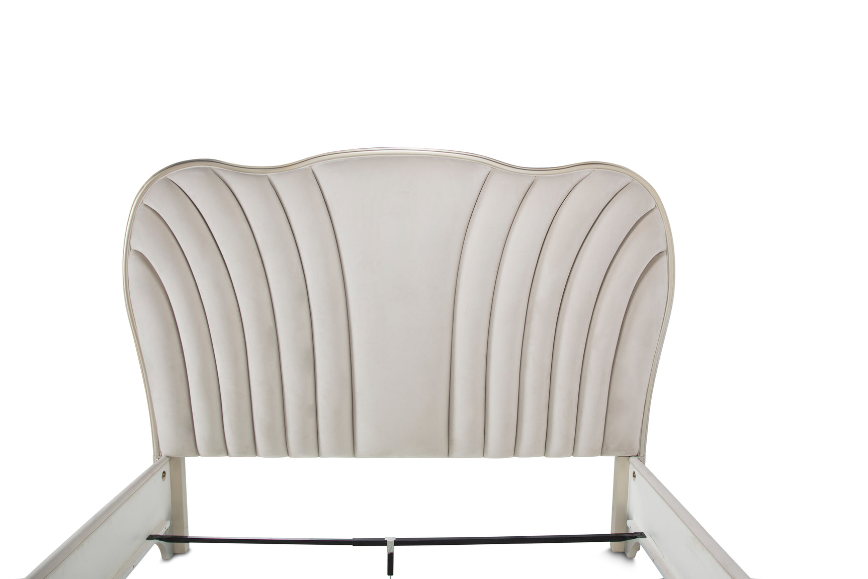 London Place Creamy Pearl Velvet Panel Bed - Ornate Home