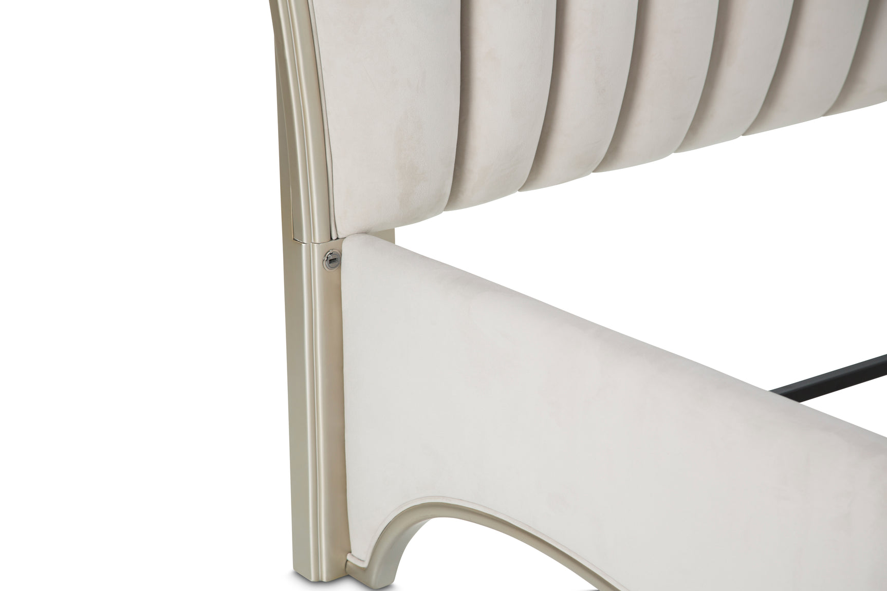 London Place Creamy Pearl Velvet Panel Bed - Ornate Home