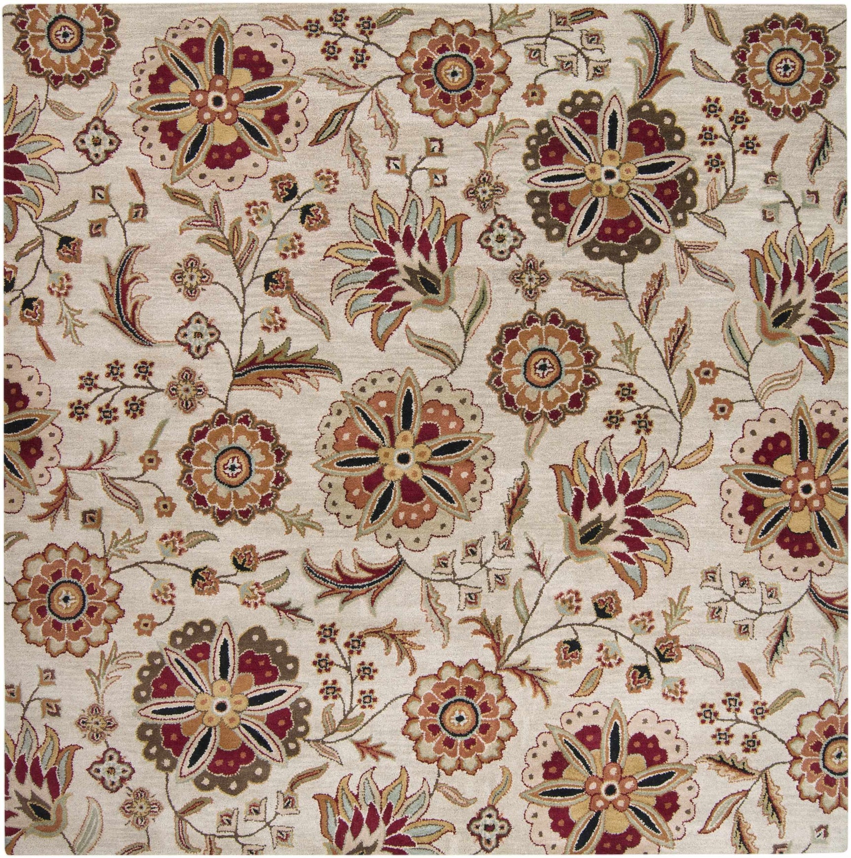 Longford Beige Floral Wool Carpet - Ornate Home