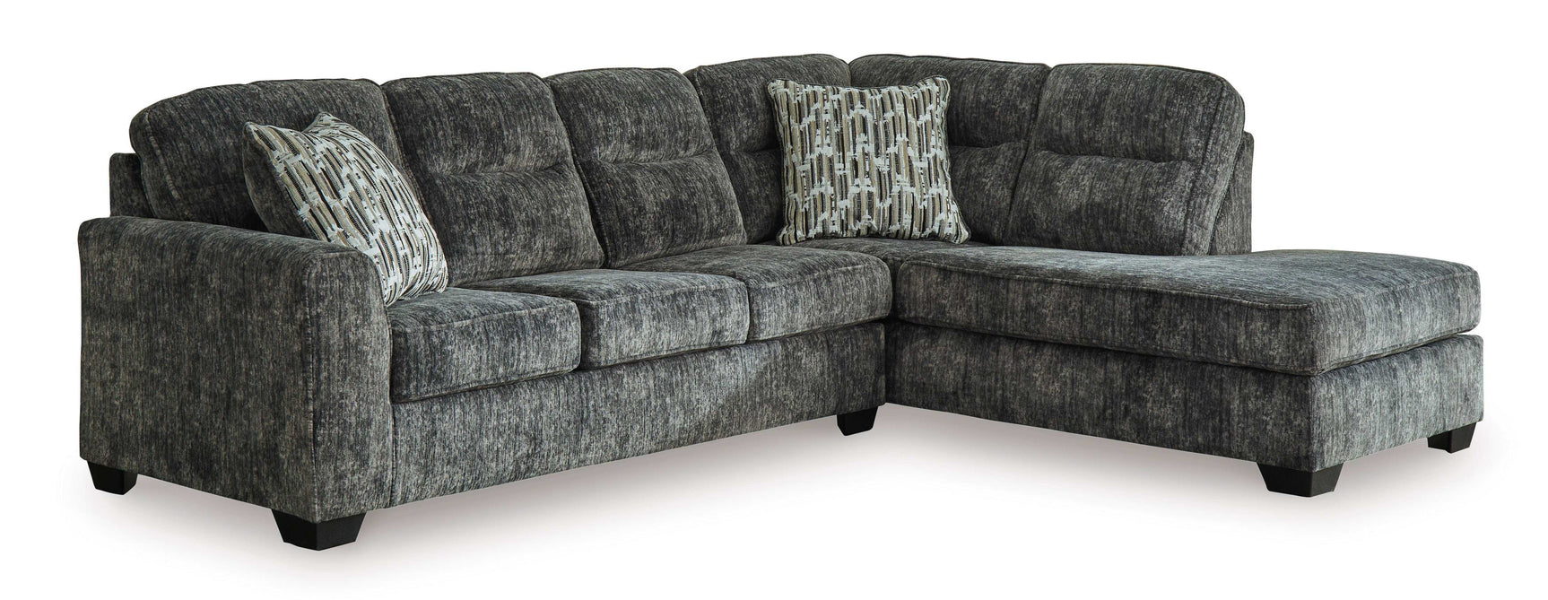 Lonoke Gunmetal 2pc RAF Chaise Sectional - Ornate Home