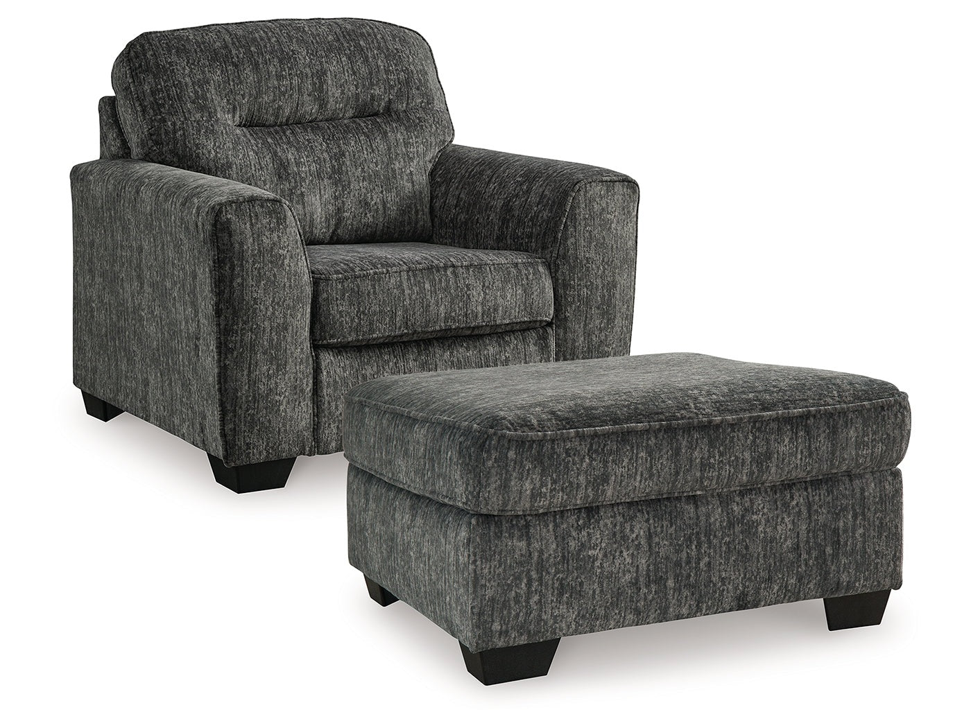 Lonoke Gunmetal Chair and Ottoman - Ornate Home