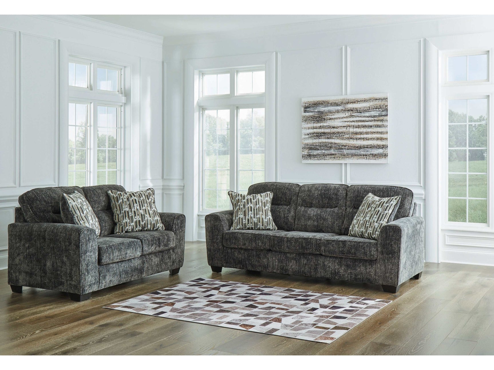 Lonoke Gunmetal Living Room Set / 2pc - Ornate Home