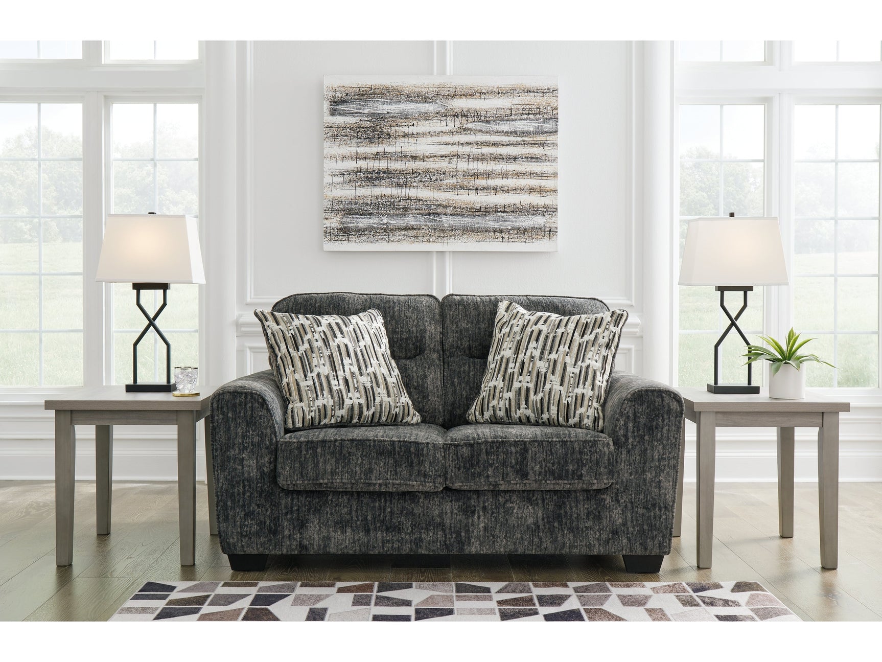 Lonoke Gunmetal Loveseat - Ornate Home