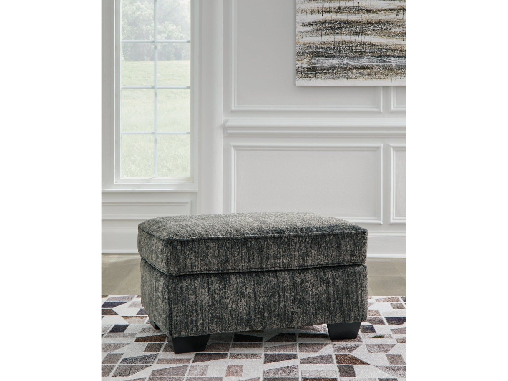 Lonoke Gunmetal Ottoman (Online Special Price) - Ornate Home