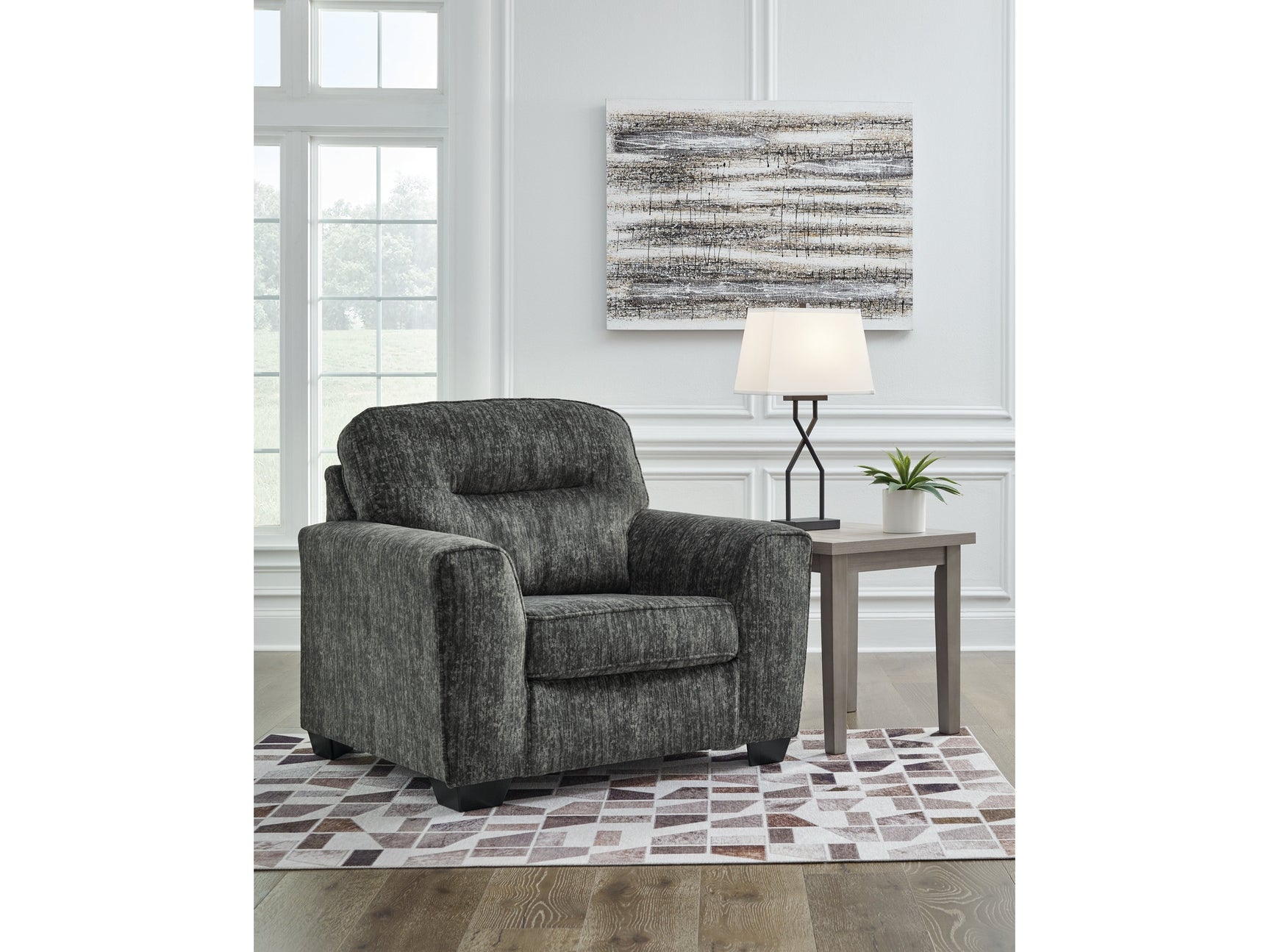 Lonoke Gunmetal Oversized Chair (Online Special Price) - Ornate Home