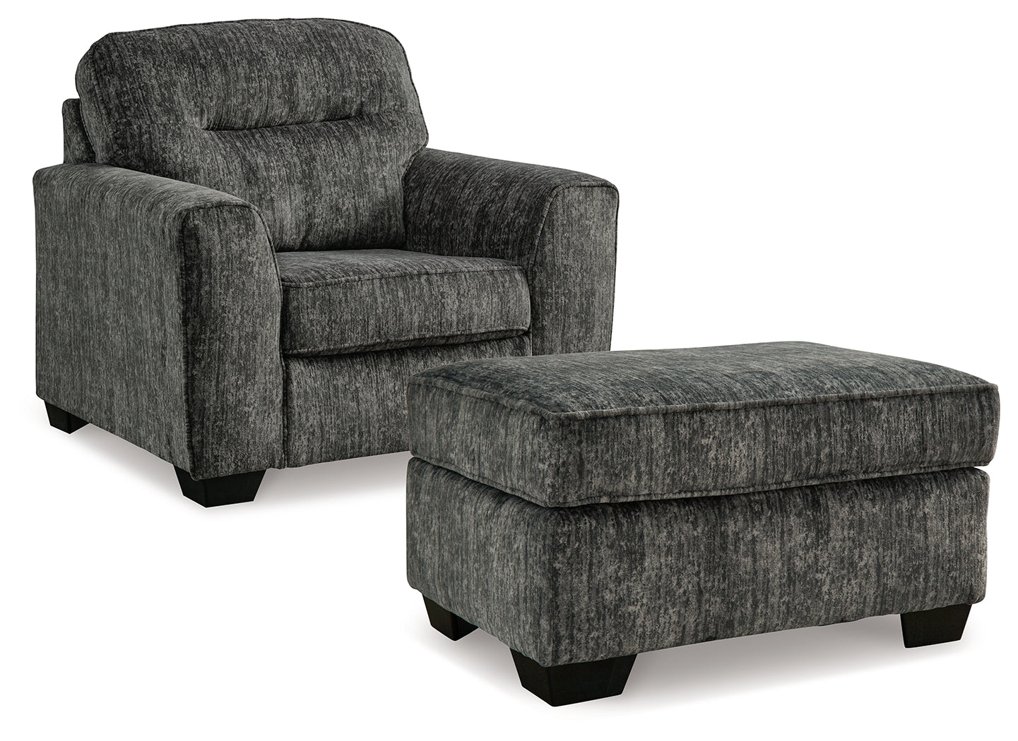 Lonoke Gunmetal Oversized Chair and Ottoman (Online Special Price) - Ornate Home