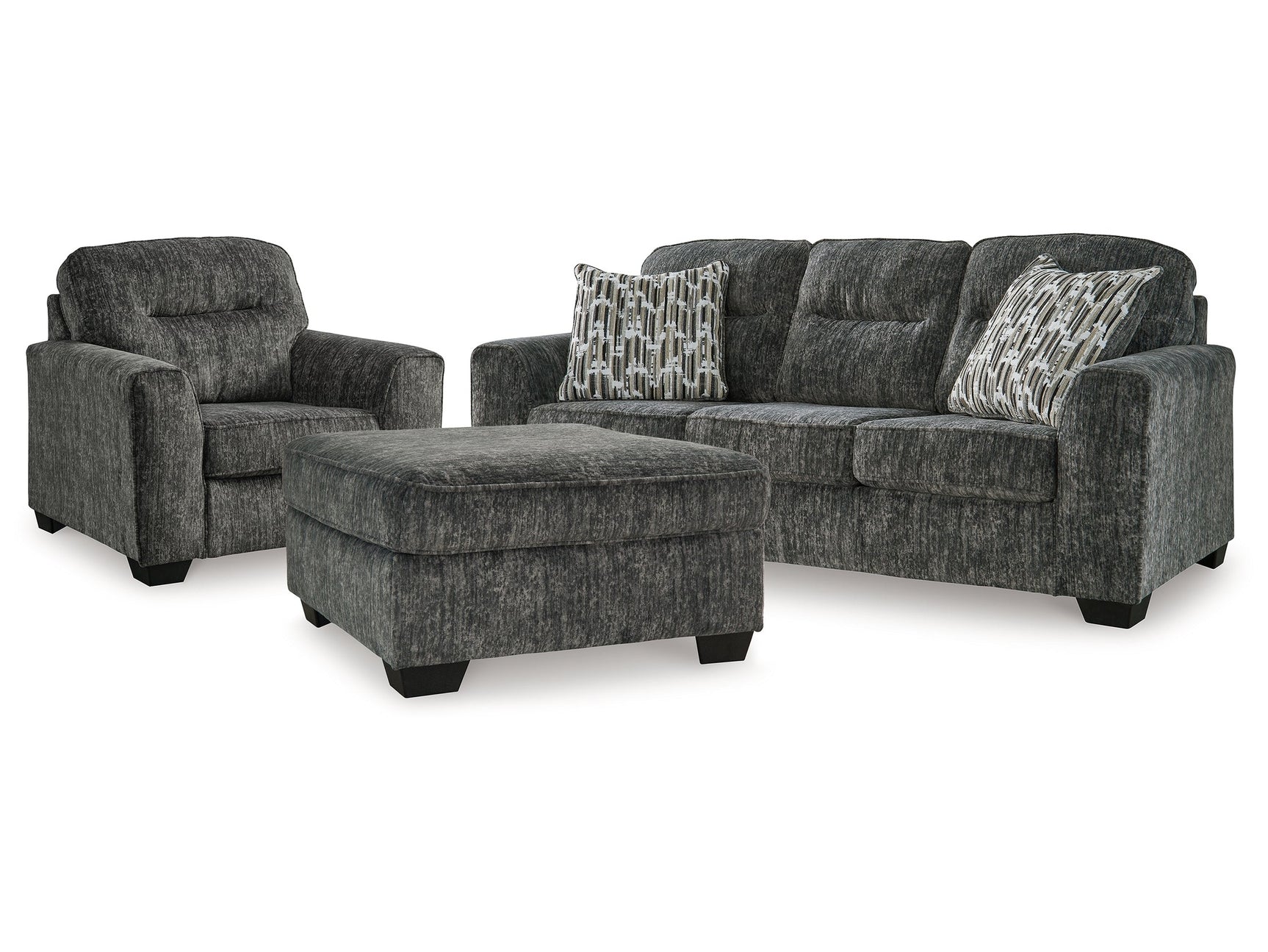 Lonoke Gunmetal Sofa, Oversized Chair and Ottoman - Ornate Home