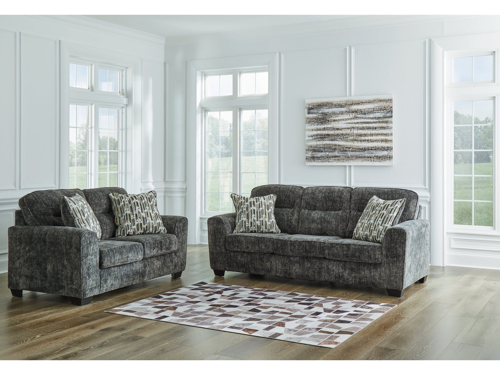 Lonoke Gunmetal Sofa and Loveseat (Online Special Price) - Ornate Home