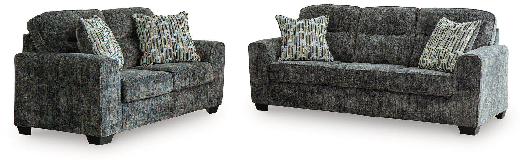 Lonoke Gunmetal Sofa and Loveseat (Online Special Price) - Ornate Home