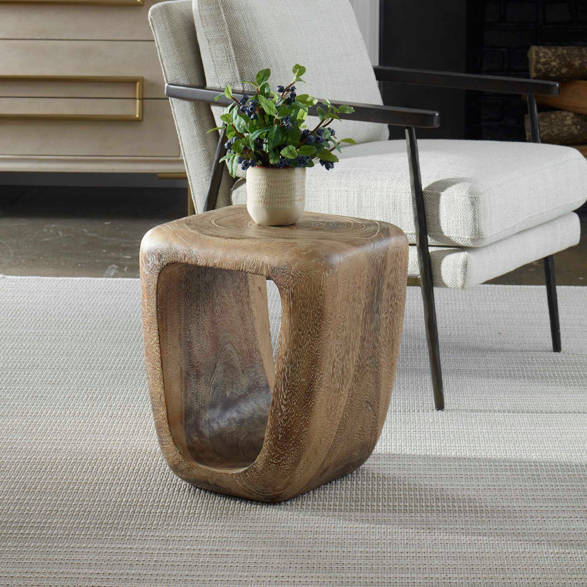 Loophole Bleached Wash Accent Stool - Ornate Home