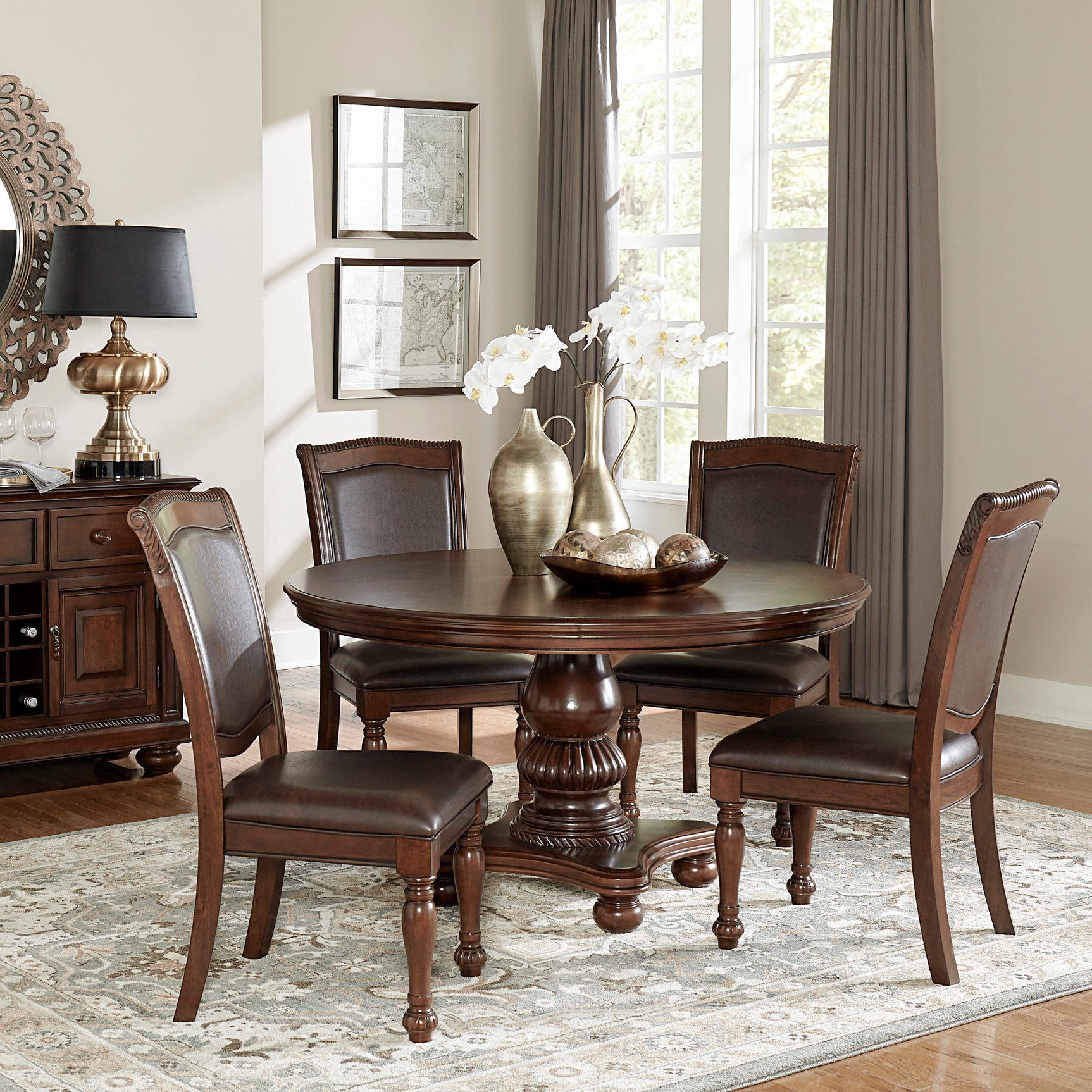 Lordsburg Brown Round Dining Table - Ornate Home