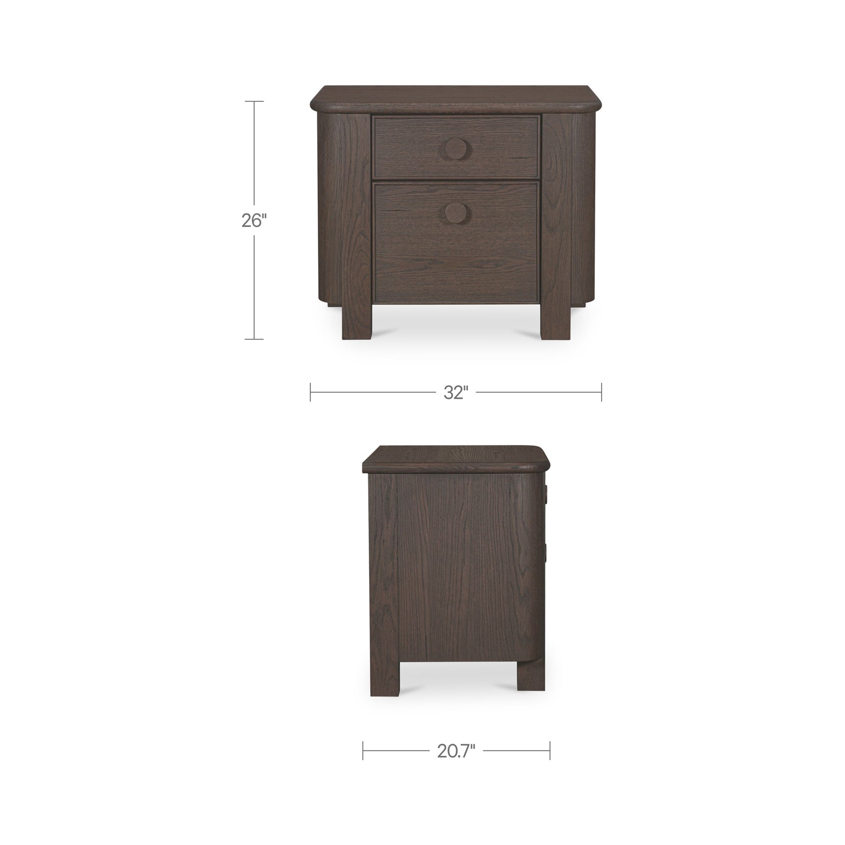 Loren Dark Brown Large Nightstand - Ornate Home