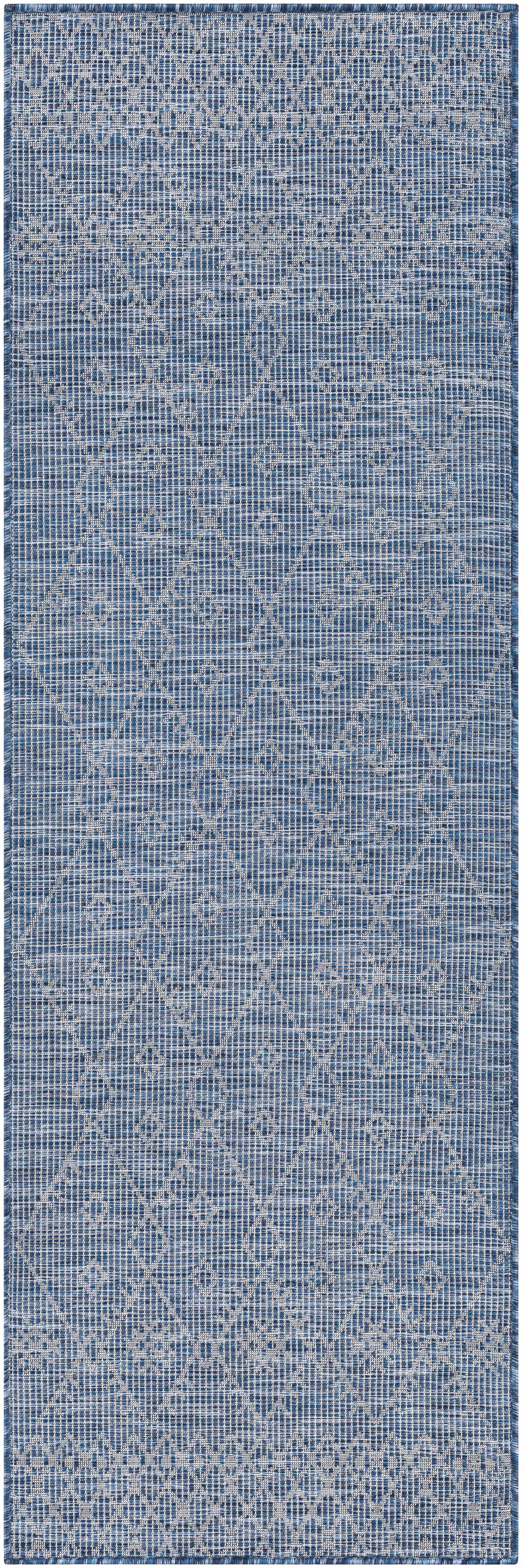 Lorena Blue Flatweave Trellis Outdoor Area Carpet - Clearance - Ornate Home