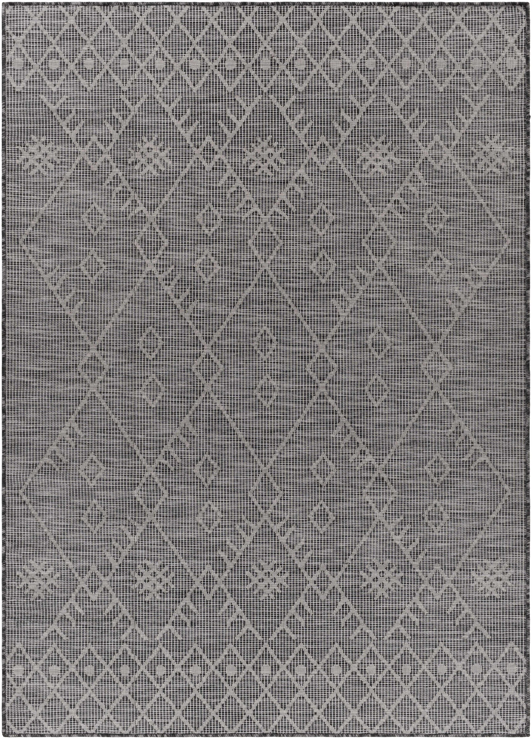 Lorena Charcoal Flatweave Trellis Outdoor Carpet - Clearance - Ornate Home