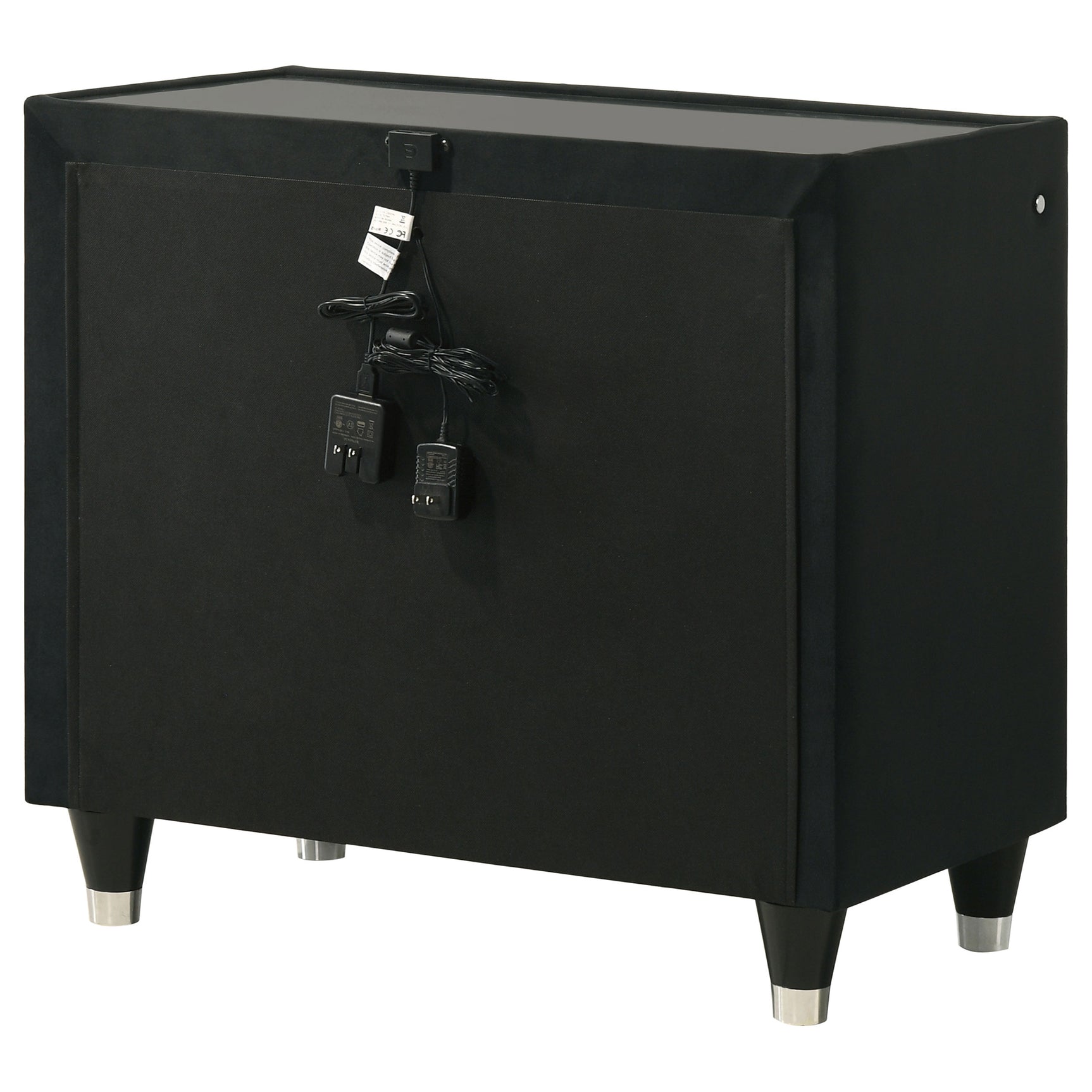 Lorient Black 2-drawer LED Nightstand with USB - Ornate Home