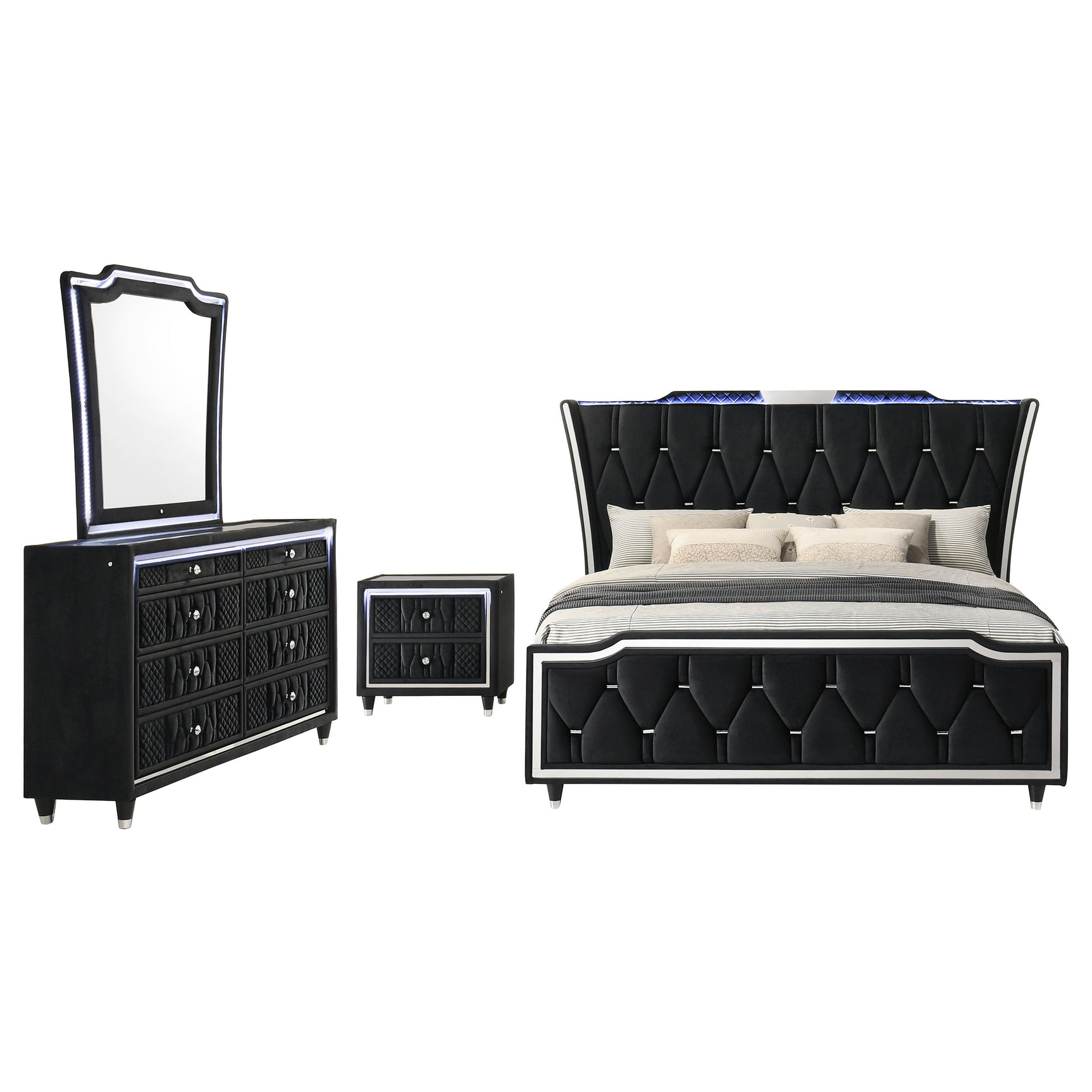 Lorient Black 4-piece Eastern King Bedroom Set - Ornate Home