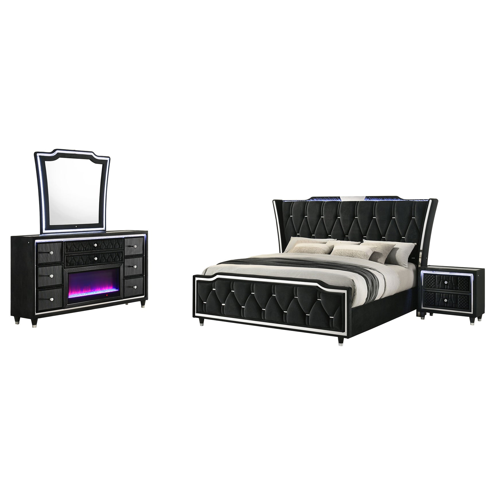 Lorient Black 4-piece Eastern King Bedroom Set - Ornate Home