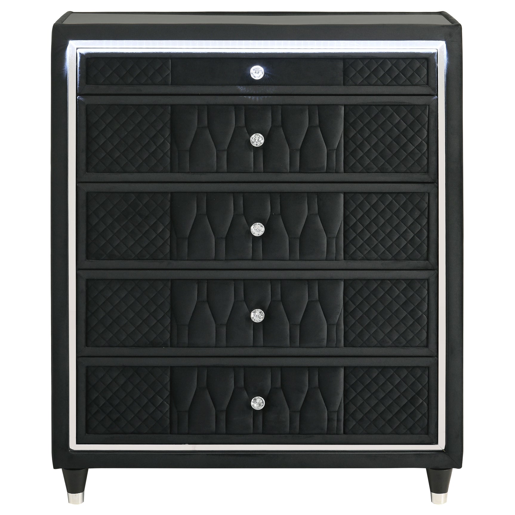 Lorient Black 5-drawer LED Chest of Drawers - Ornate Home