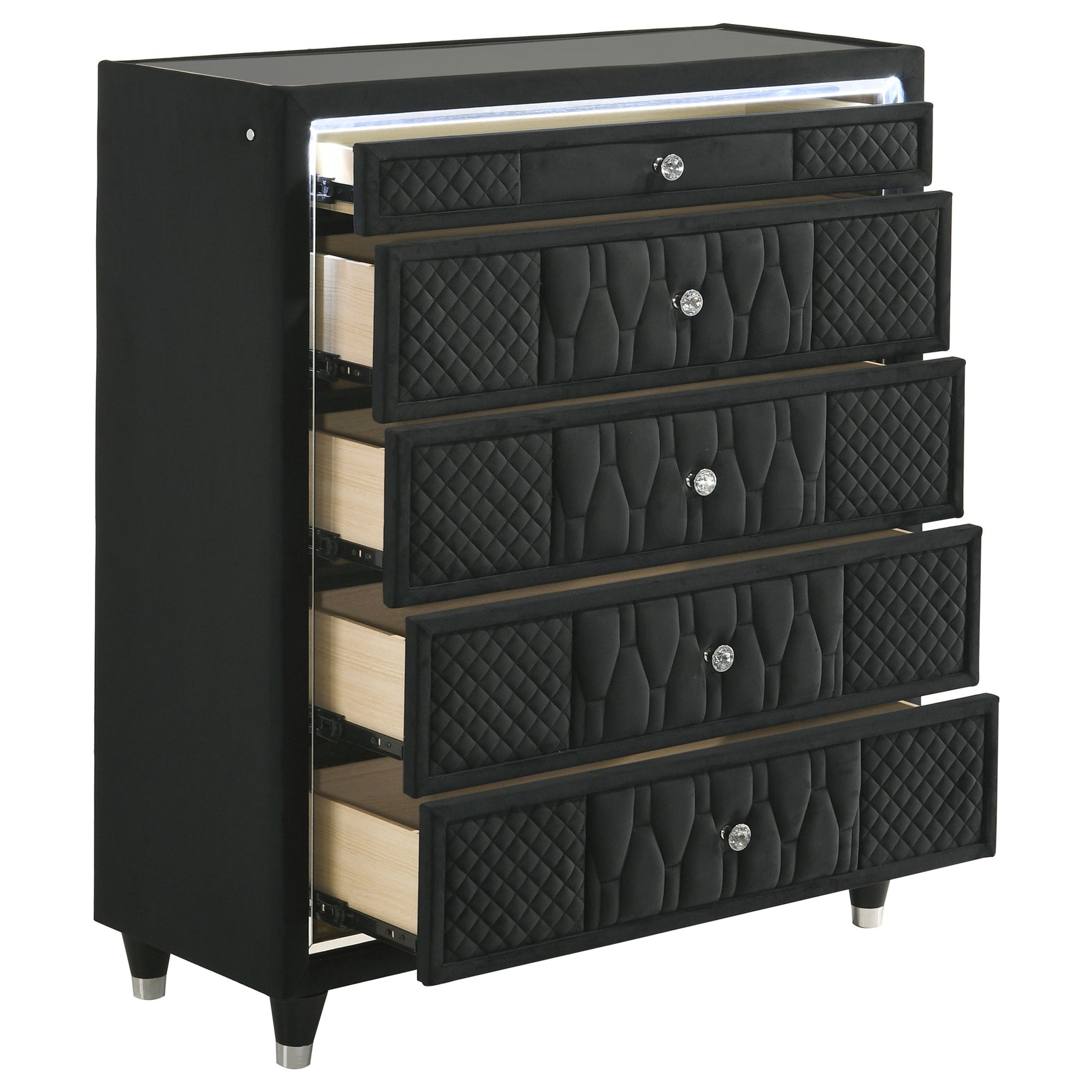 Lorient Black 5-drawer LED Chest of Drawers - Ornate Home
