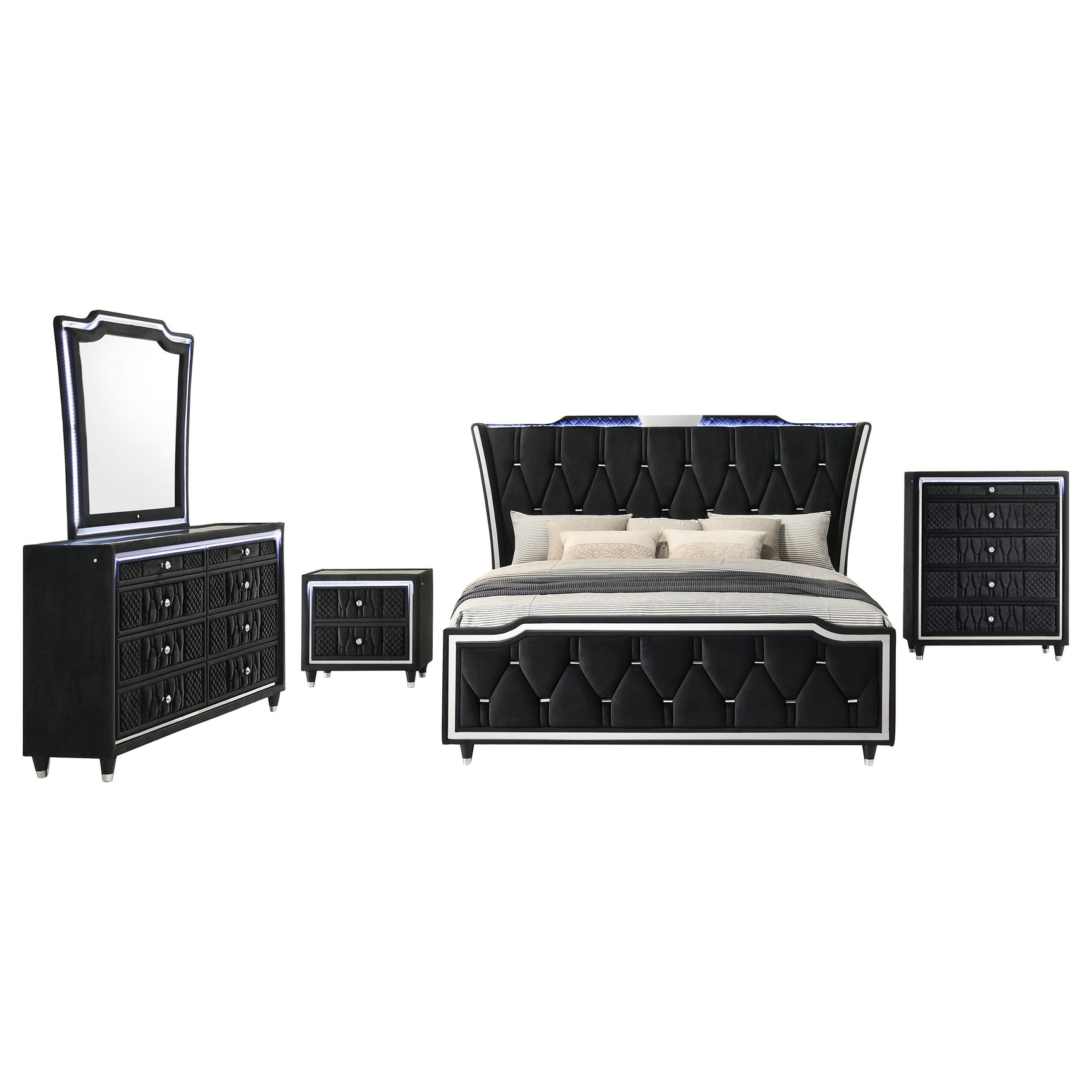 Lorient Black 5-piece Eastern King Bedroom Set - Ornate Home