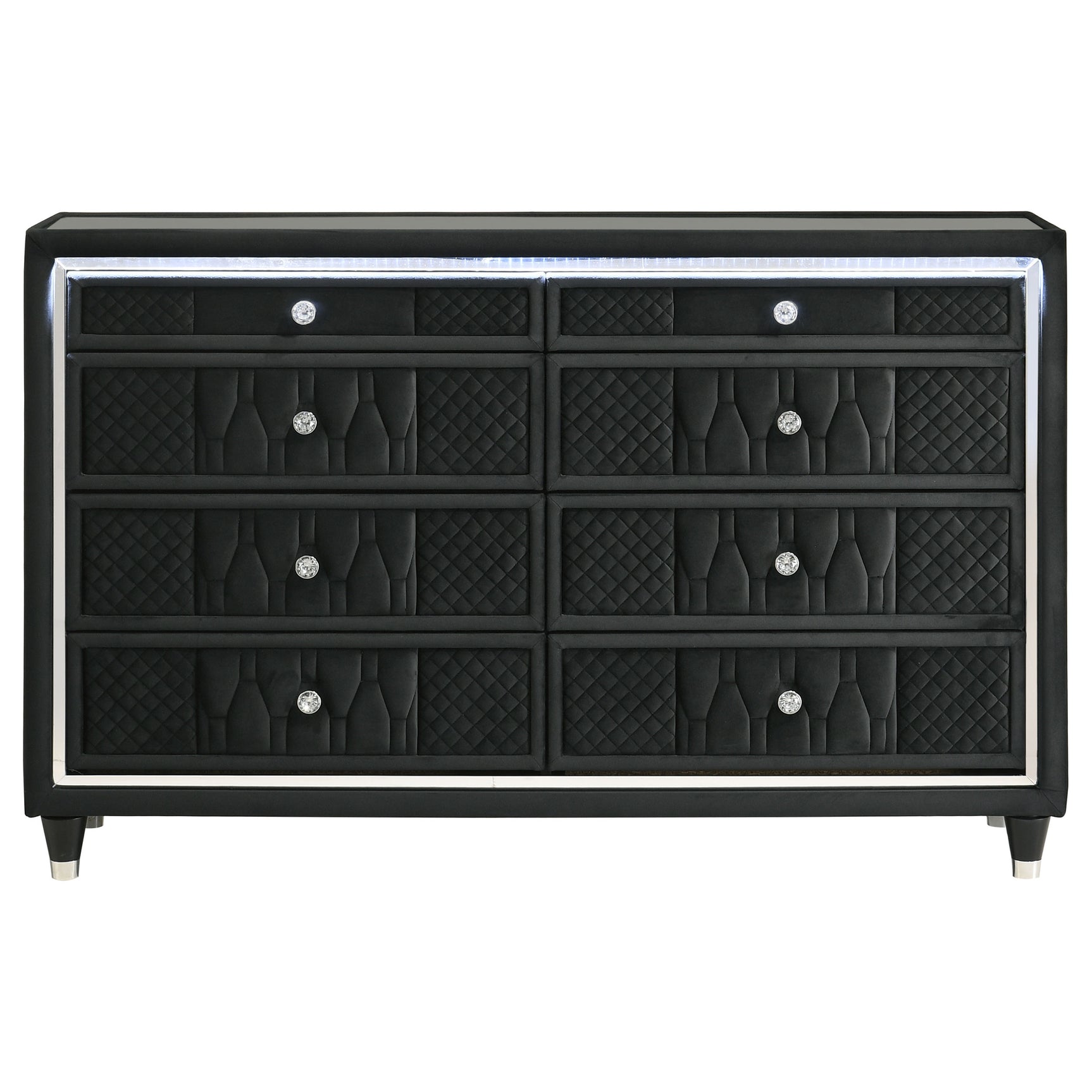 Lorient Black 8-drawer LED Bedroom Dresser Cabinet - Ornate Home