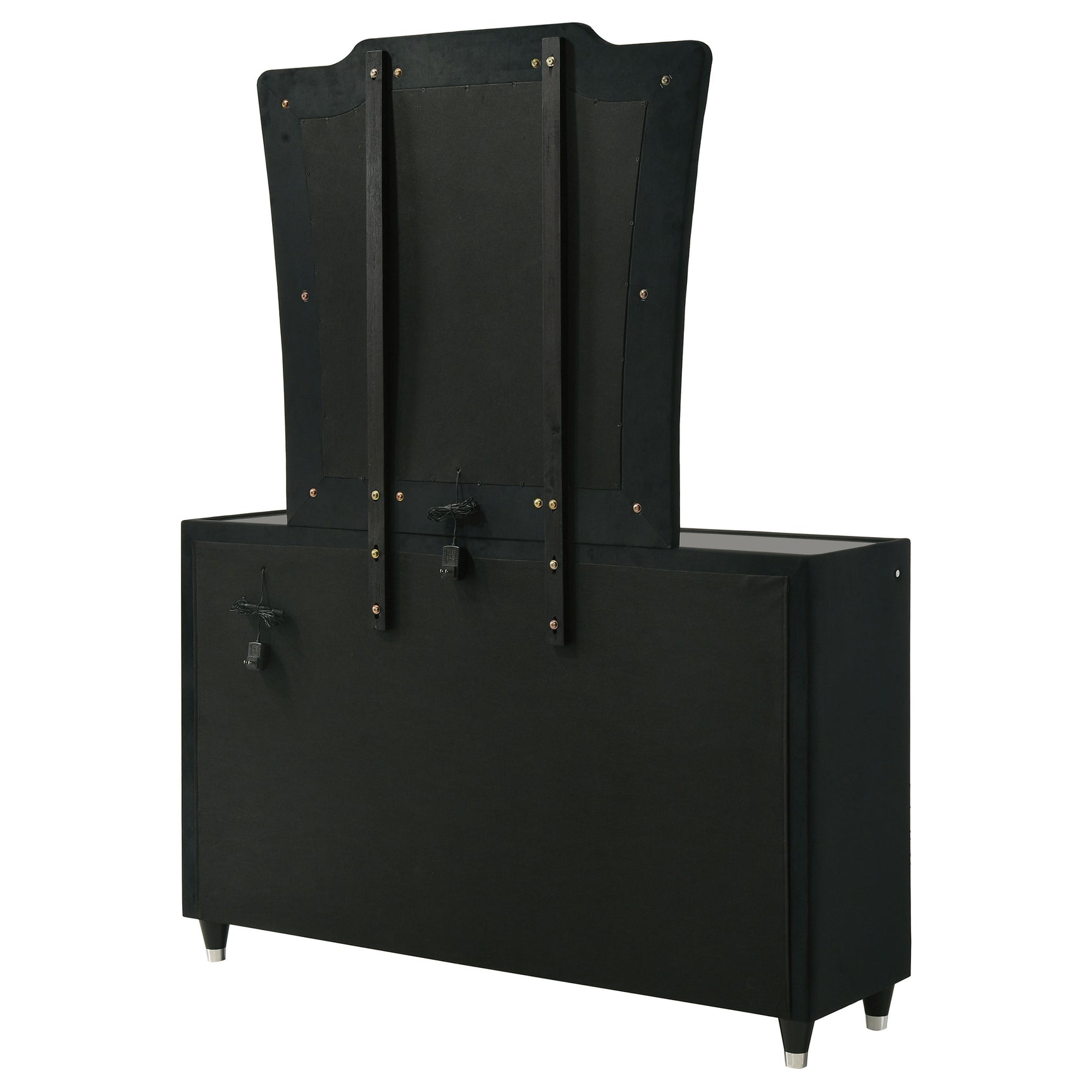 Lorient Black 8-drawer LED Dresser with Mirror - Ornate Home