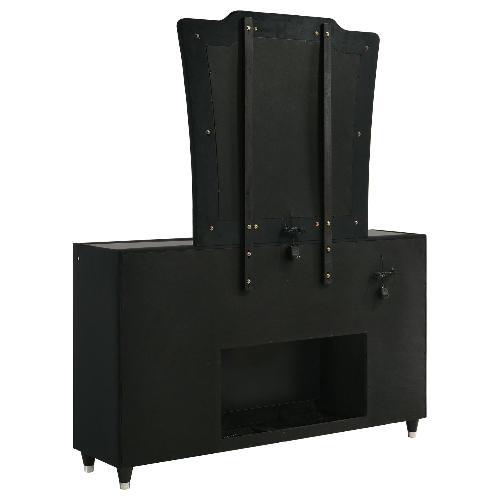 Lorient Black 8-drawer LED Flame Box Dresser and Mirror - Ornate Home