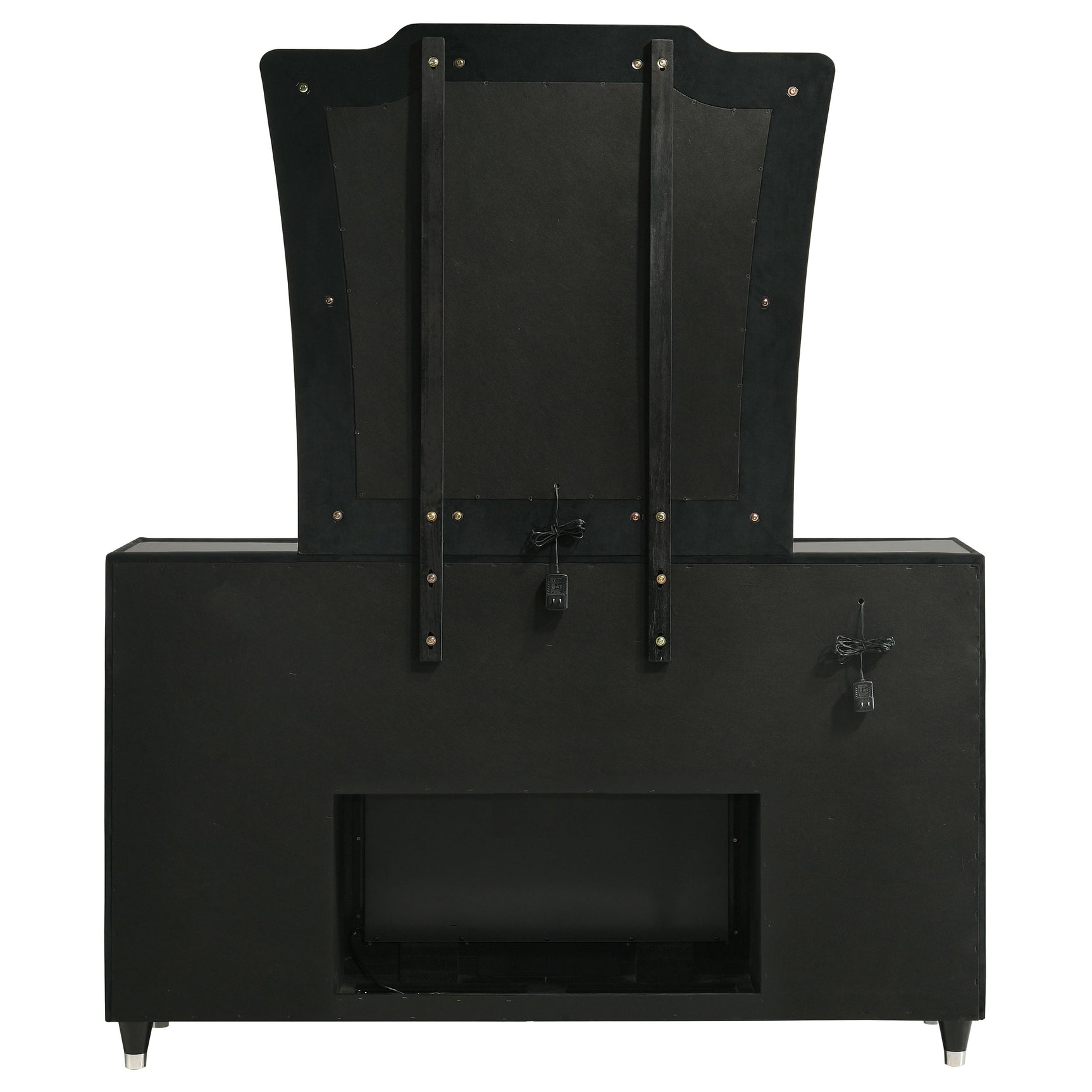 Lorient Black 8-drawer LED Flame Box Dresser and Mirror - Ornate Home
