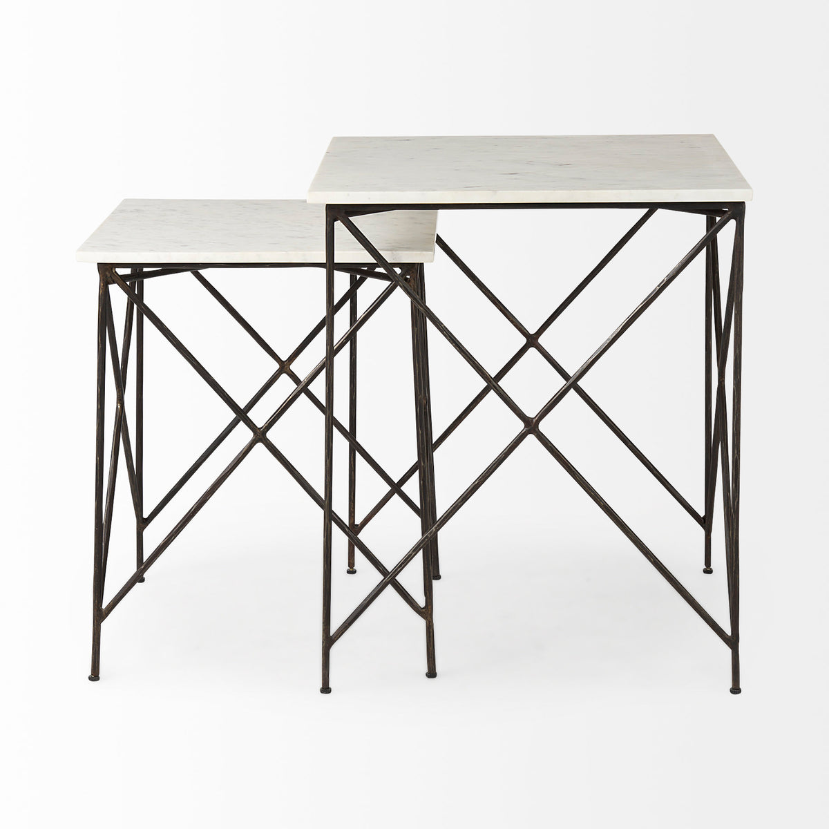 Lorlei White/Gray Marble Top End and Side Table - Ornate Home