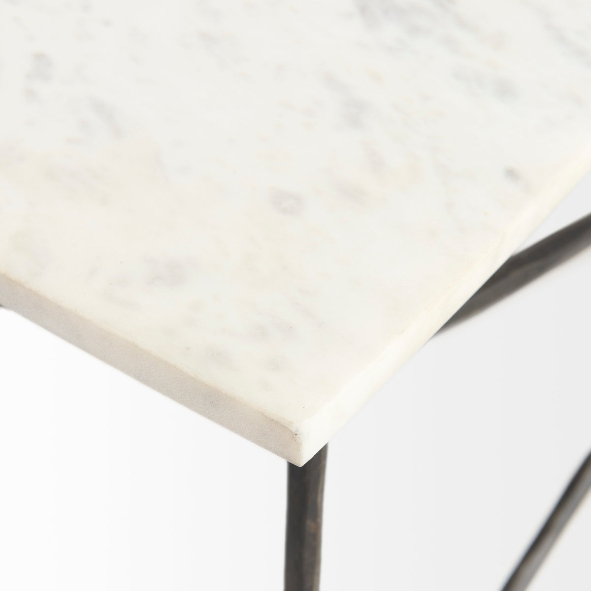 Lorlei White/Gray Marble Top with X-Shaped Iron Base Coffee Table